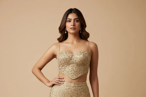Beige_Silk_Brocade_Bustier_For_Women