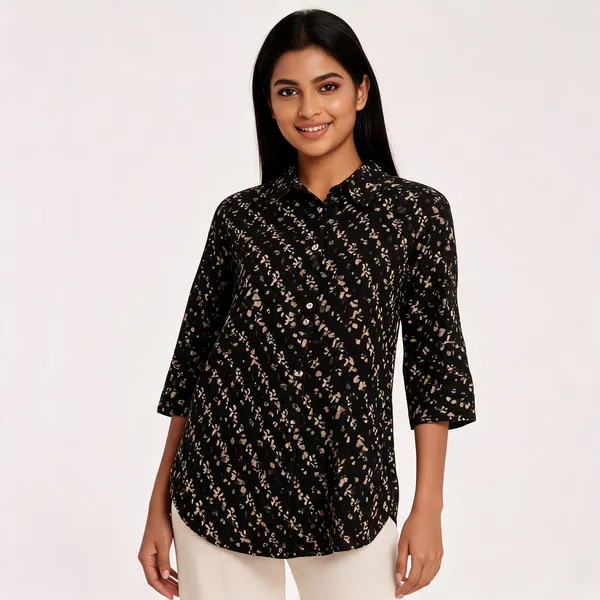 Black_Cotton_Block_Print_Peter_Pan_Collar_Shirt_For_Women