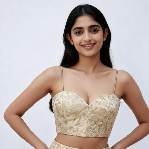 Beige_Silk_Brocade_Bustier_For_Women