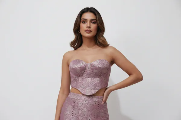 PINK_Silk_Brocade_Bustier_For_Women