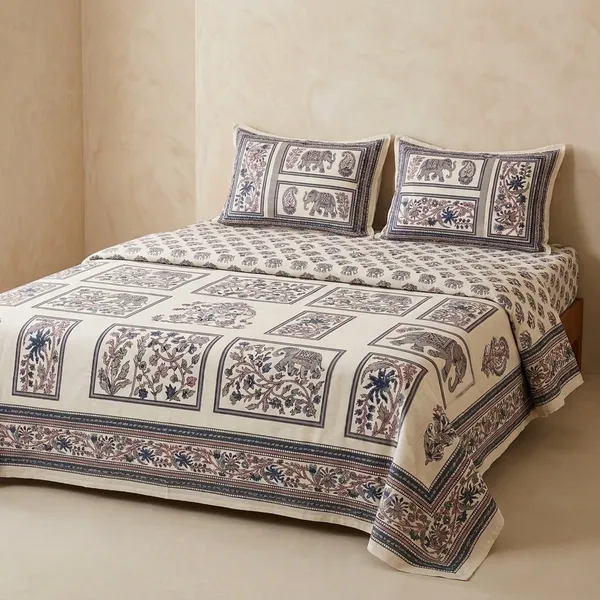 Cream_Pure_Cotton_Premium_King_Size_Bedsheet_With_Pillow_Covers