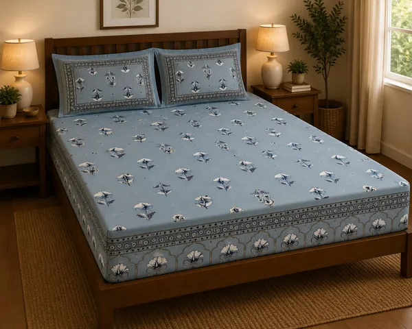 Pure_Cotton_Fitted/_Elastic__Premium_King_Size_Bedsheet_With_Pillow_Covers