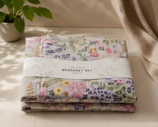 Floral_Fitted/_elastic_Pure_Cotton_Premium_King_Size_Bedsheet_With_Pillow_Covers