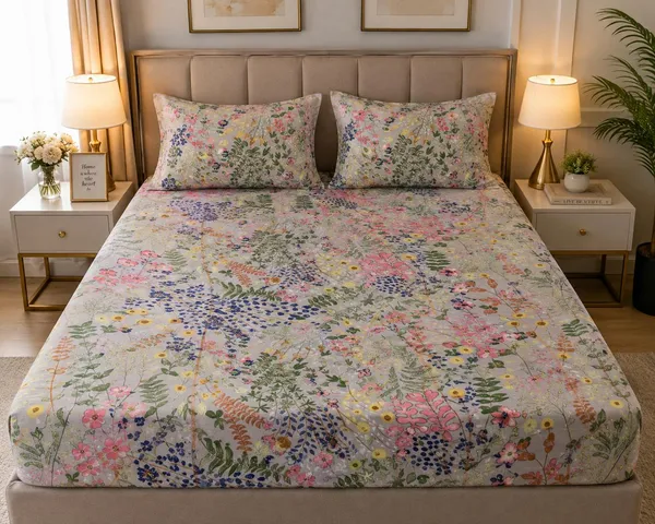 Floral_Fitted/_elastic_Pure_Cotton_Premium_King_Size_Bedsheet_With_Pillow_Covers