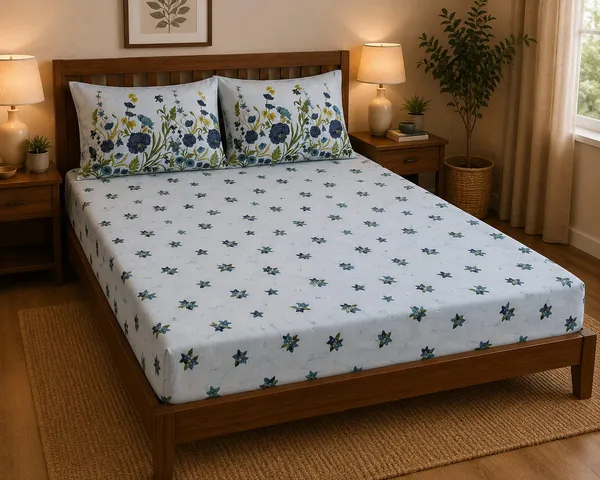 Pure_Cotton_Fitted/_Elastic_Premium_King_Size_Bedsheet_With_2_Pillow_Covers