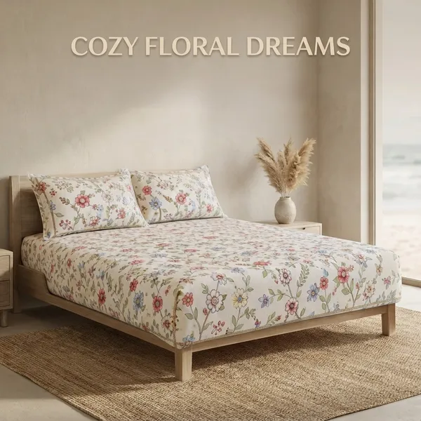 Fitted/_elastic_Pure_Cotton_Premium_King_Size_Bedsheet_With_Pillow_Covers