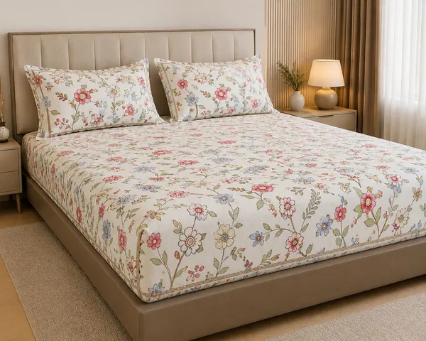 Fitted/_elastic_Pure_Cotton_Premium_King_Size_Bedsheet_With_Pillow_Covers