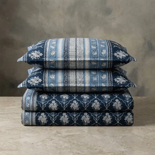 Pure_Cotton_Fitted/_Elastic_Premium_King_Size_Bedsheet_With_Pillow_Covers