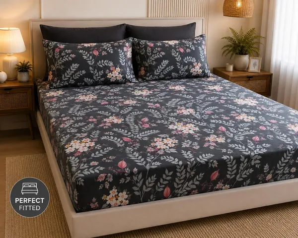 Fitted/_Elastic_Pure_Cotton_Premium_King_Size_Bedsheet_With_Pillow_Covers