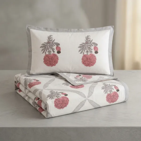 White_With_Red_Flowers_Fitted_Queen_Size_Bedsheet