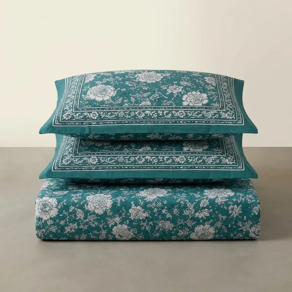 Blue_Pure_Cotton_Fitted_/__Elastic_Premium_King_Size_Bedsheet_With_2_Pillow_Covers