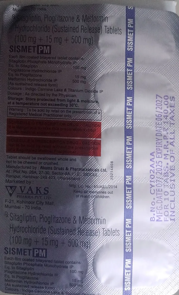 Sismet_Pm_100/15/500_Tablets_-_Pack_of_3