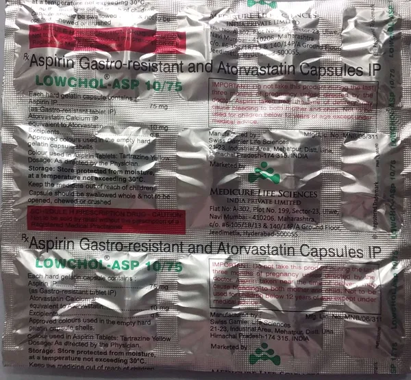 Lowchol_ASP_10/75_Capsules_Ip_-_Pack_of_2