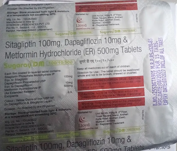 Sugaray_DM_100Mg/10Mg/500Mg_Tablets_Pack_of_2