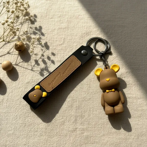 Brown_Bear_Figurine_Leather_Strap_Keychain