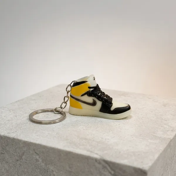 Yellow_Black_White_with_radium_light_Miniature_Sneaker_Keychain_For_Unisex