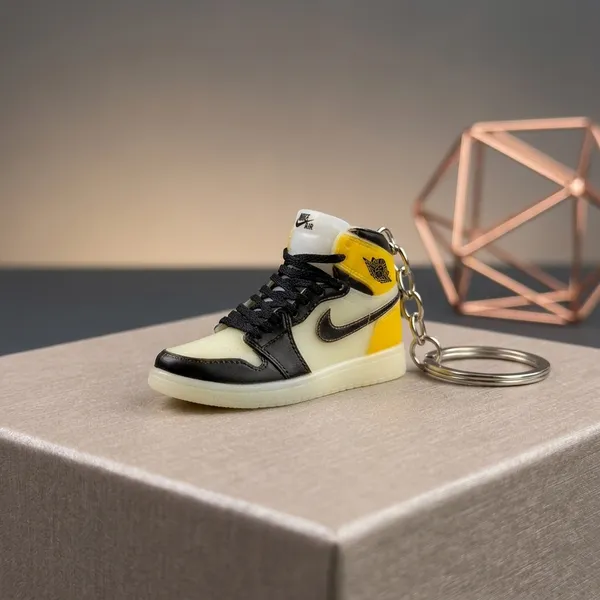 Yellow_Black_White_with_radium_light_Miniature_Sneaker_Keychain_For_Unisex