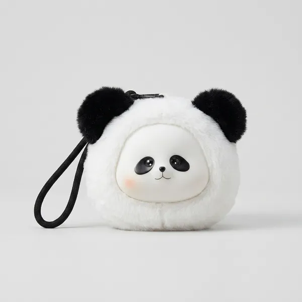 White_Plush_Panda_Face_Pouch_With_Wrist_Strap_For_Kids