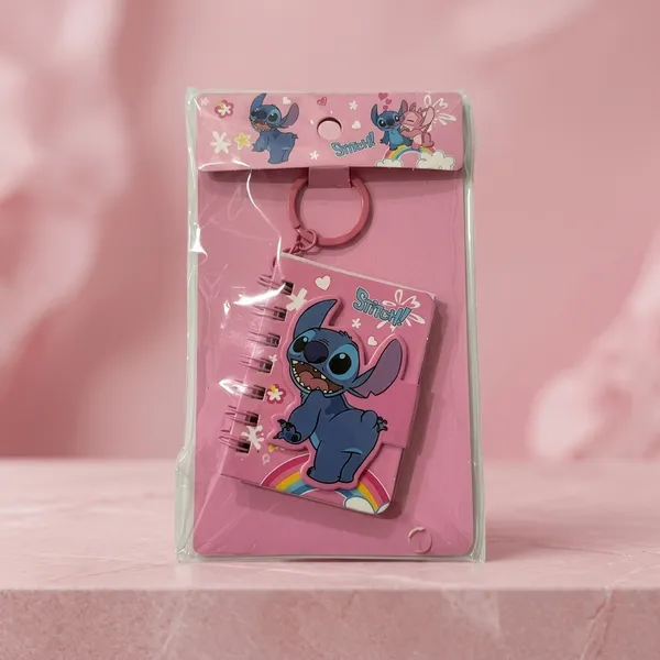 Pink_Stitch_Character_Spiral_Notebook_With_Keychain_Ring