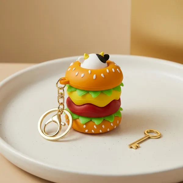 Miniature_Burger_Novelty_Keychain_With_Gold_Ring
