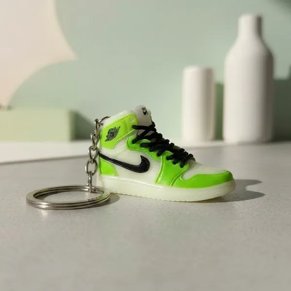 Green_White_Black_radium_light_Plastic_Miniature_Sneaker_Keychain_For_Unisex
