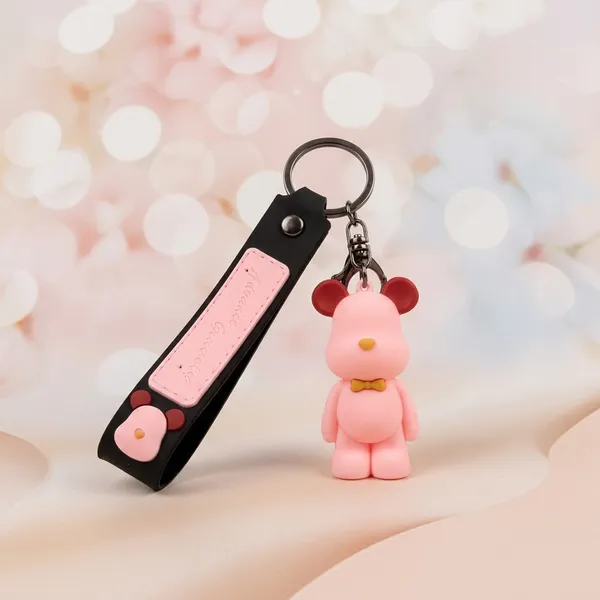 Pink_Metal_Bear_Charm_Keychain_With_Lobster_Clasp_For_Kids