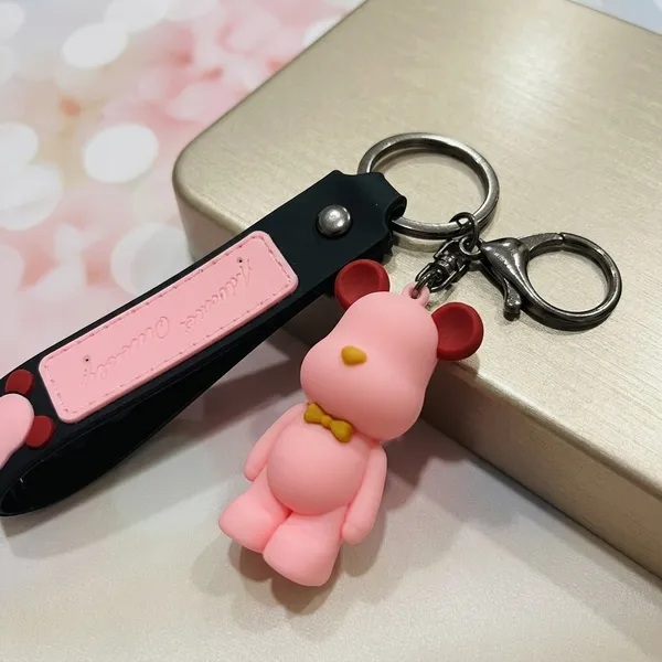 Pink_Metal_Bear_Charm_Keychain_With_Lobster_Clasp_For_Kids