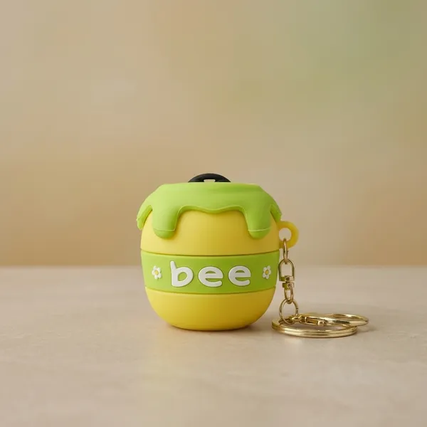 Yellow_Green_Plastic_Bee_Honey_Pot_Shaped_Keychain_For_Unisex