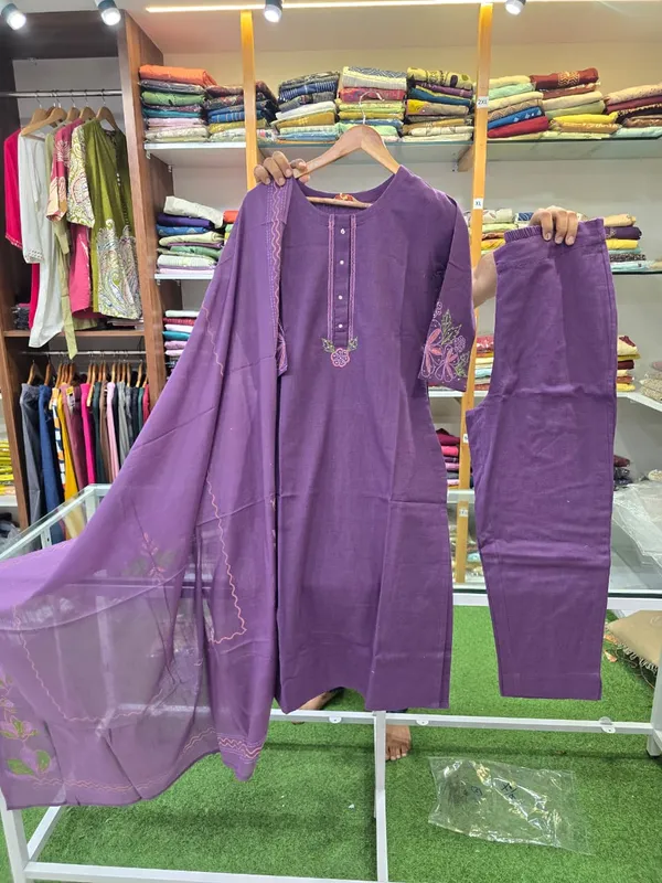 Purple_Cotton_Embroidered_Kurta_Set_With_Dupatta_For_Women