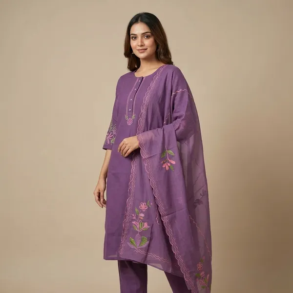 Purple_Cotton_Embroidered_Kurta_Set_With_Dupatta_For_Women