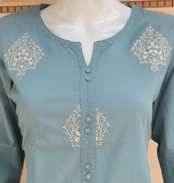 Sky_Blue_Embroidered_Cotton_Kurta_For_Women