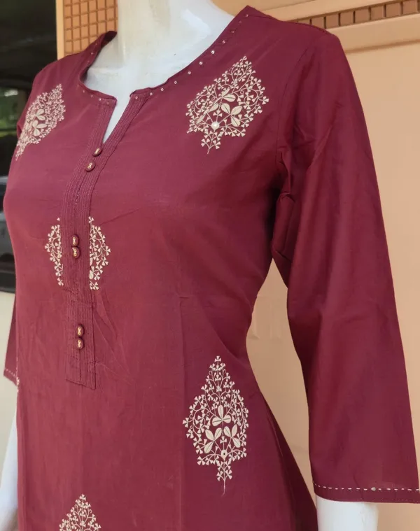 Maroon_Embroidered_Straight_Kurta_With_Palazzo_Set_For_Women