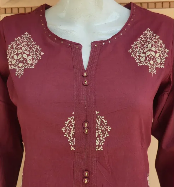 Maroon_Embroidered_Straight_Kurta_With_Palazzo_Set_For_Women