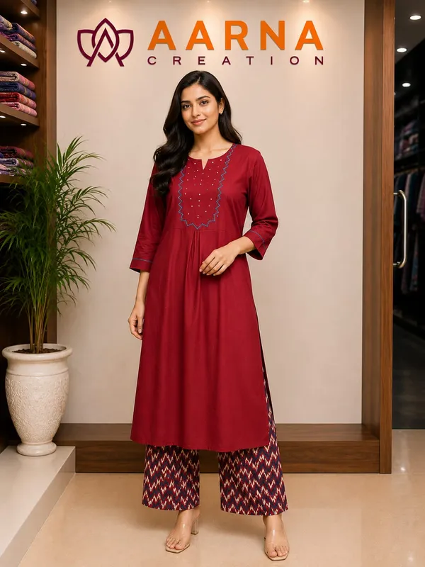 Premium_Maroon_Embroidered_Kurta_Pant_Set