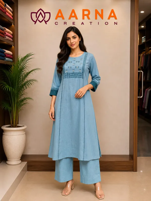 Premium_Sky_Blue_Kurti_with_Palazzo_Set