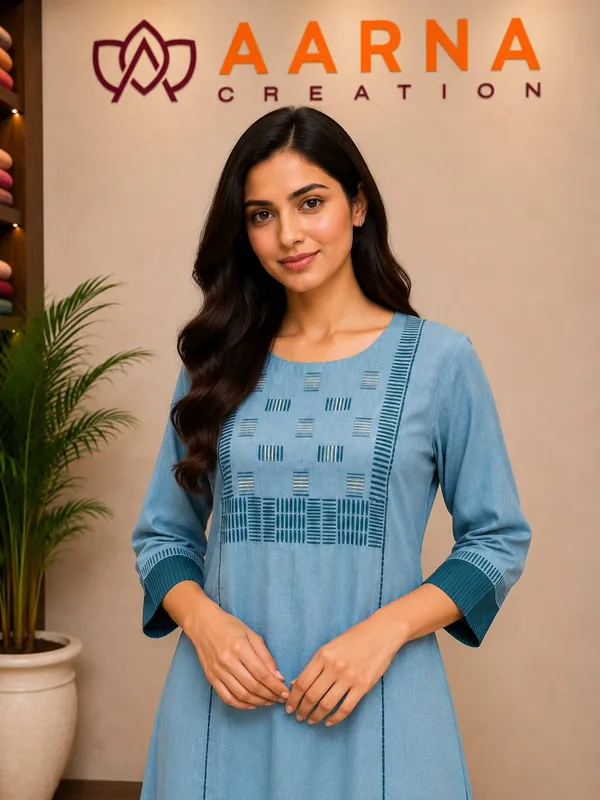 Premium_Sky_Blue_Kurti_with_Palazzo_Set