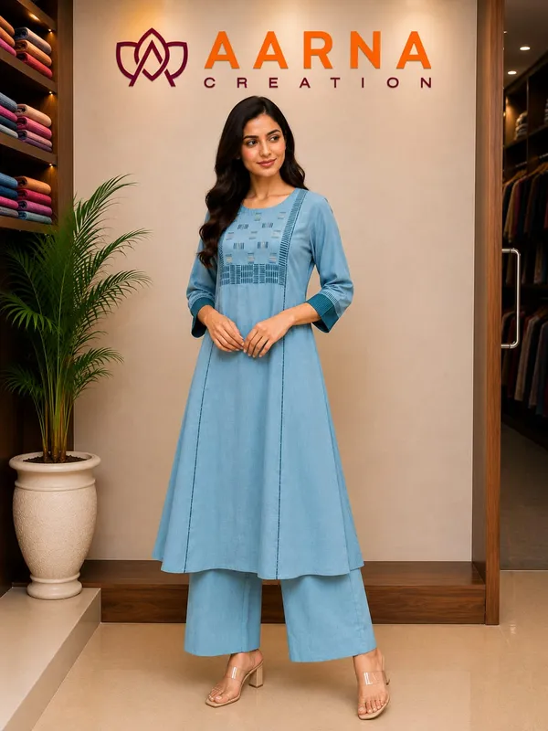 Premium_Sky_Blue_Kurti_with_Palazzo_Set