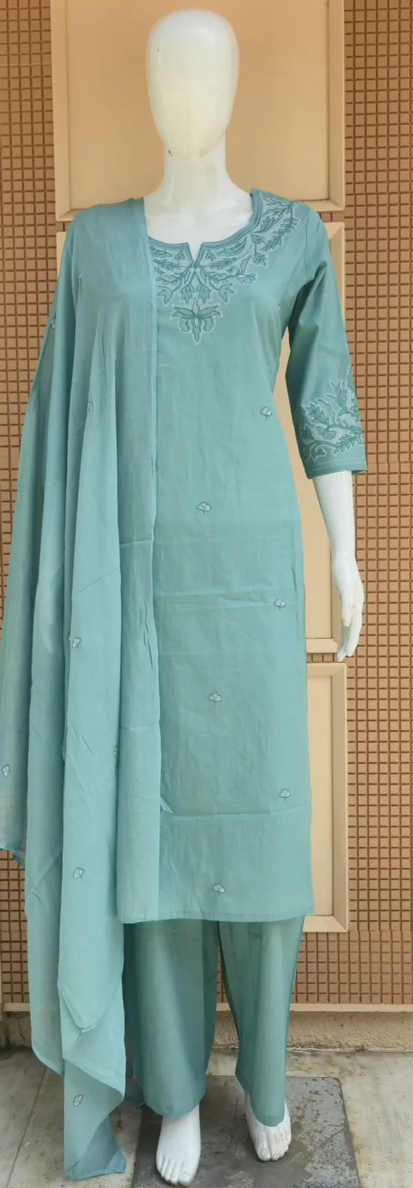 Turquoise_Embroidered_Straight_Kurta_Set_With_Dupatta_For_Women