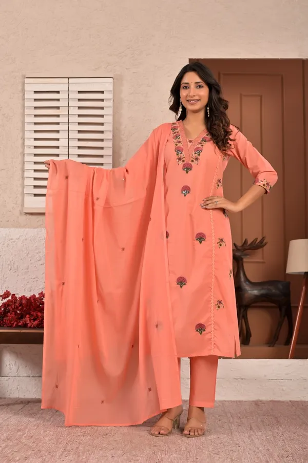 Peach_Embroidered_Cotton_Straight_Kurta_Set_With_Dupatta_For_Women