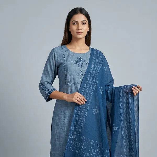 Blue_Cotton_Embroidered_Kurta_Set_With_Dupatta_For_Women