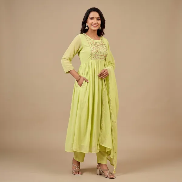Lime_Green_Georgette_Embroidered_Anarkali_Suit_Set_For_Women