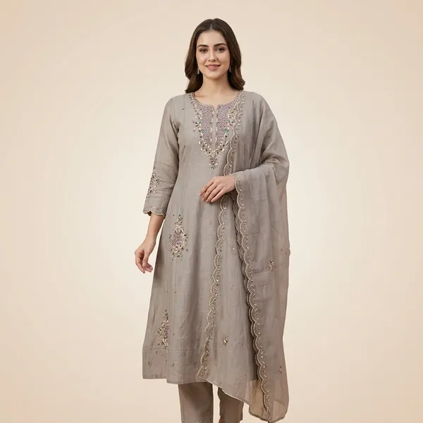 Grey_Embellished_Kurta_Set_With_Dupatta_For_Women
