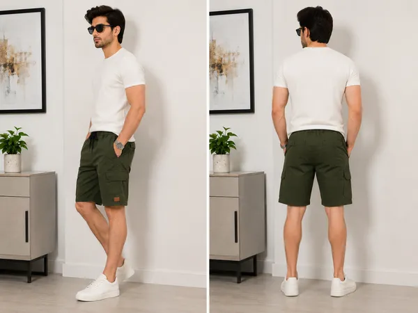 Olive_Green_Cotton_Relaxed_Fit_Cargo_Shorts_For_Men
