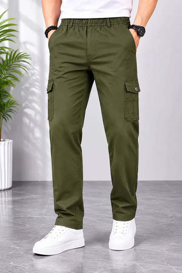 Olive_Green_Cotton_Relaxed_Fit_Cargo_Pants_For_Men