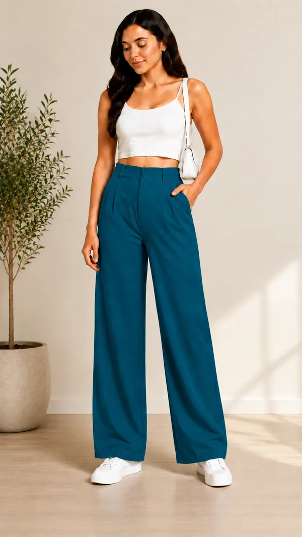 Teal_Blue_Lycra__Koreanpant__For__Women