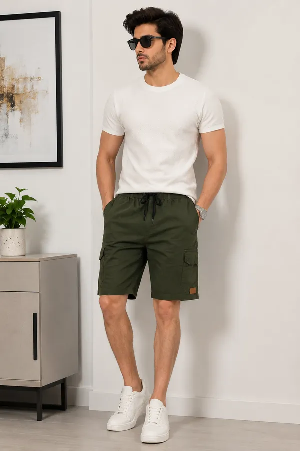 Olive_Green_Cotton_Relaxed_Fit_Cargo_Shorts_For_Men
