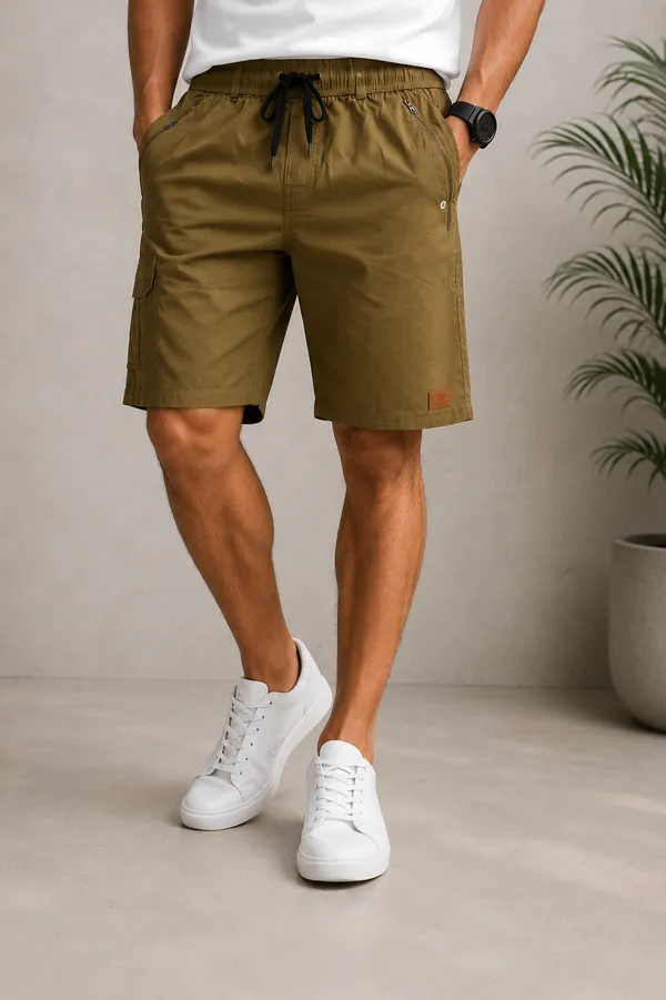 Khakhi_Cotton_Relaxed_Fit_Cargo_Shorts_For_Men