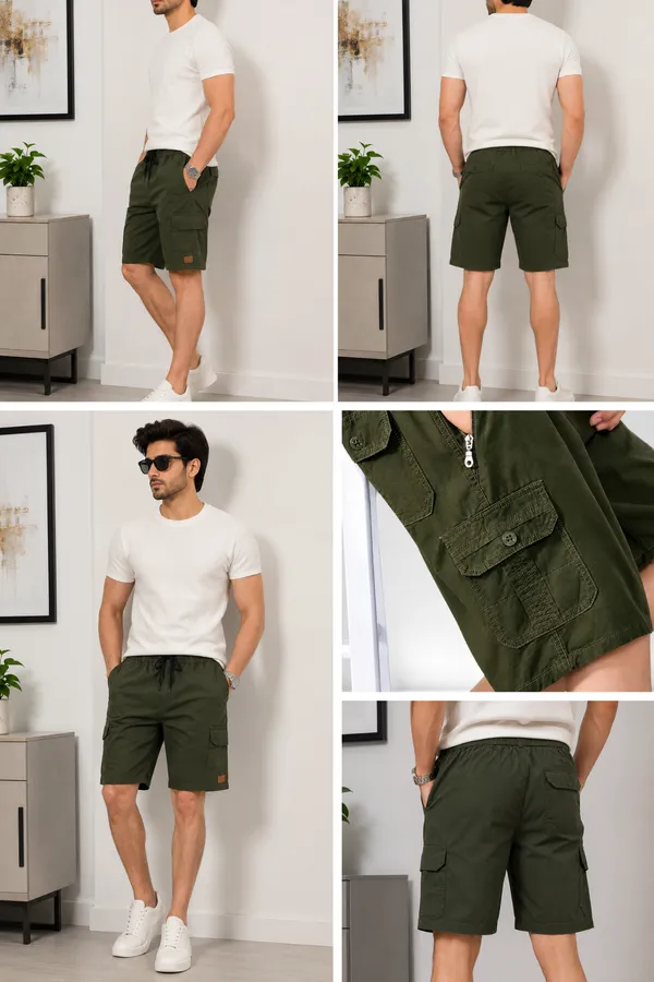 Olive_Green_Cotton_Relaxed_Fit_Cargo_Shorts_For_Men