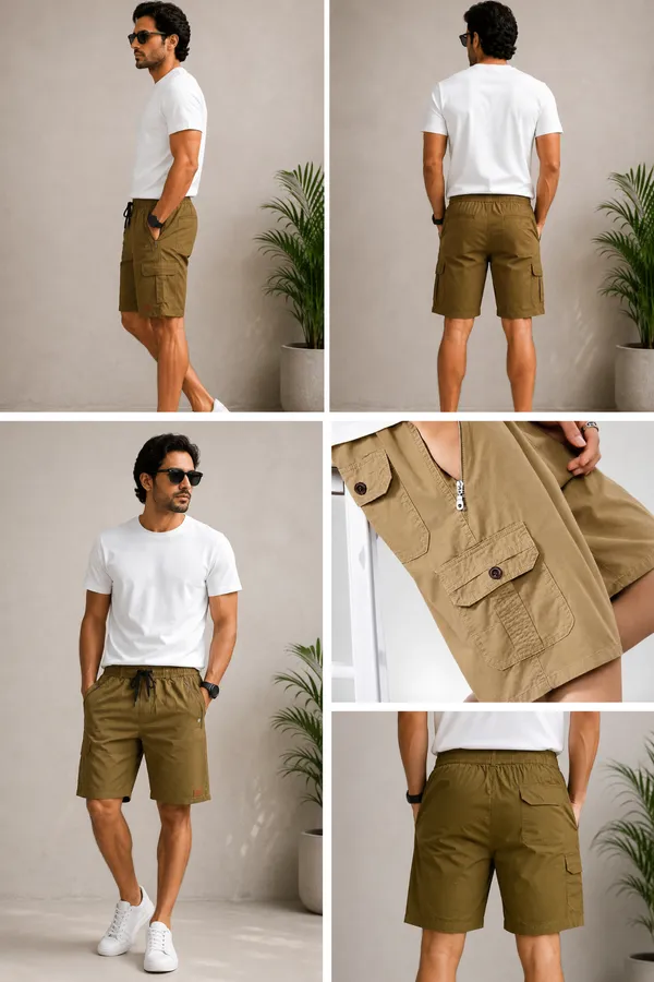 Khakhi_Cotton_Relaxed_Fit_Cargo_Shorts_For_Men