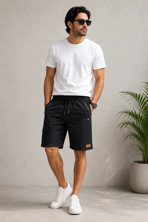 Black_Cotton_Relaxed_Fit_Cargo_Shorts_For_Men